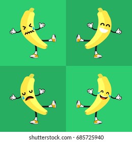 Banana vector with emoticon