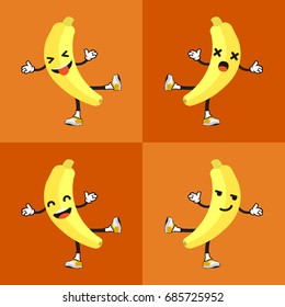 Banana vector with emoticon