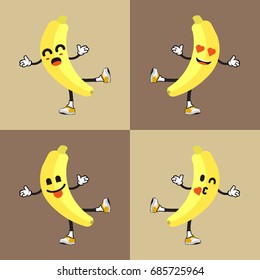 Banana vector with emoticon