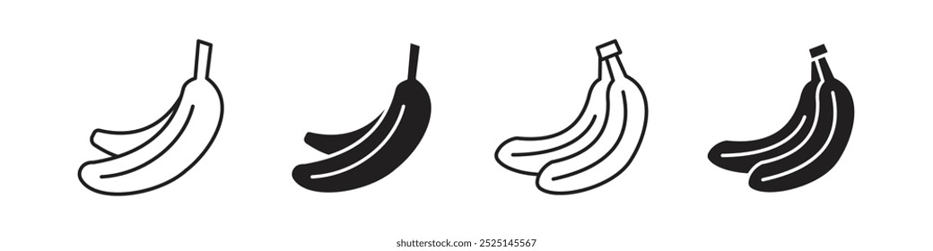 coleção de ícones preenchidos e com contorno do banana vetor