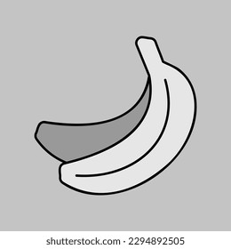 Icono de escala de grises vectorial de plátano. Símbolo gráfico del sitio web de comida y bebida, diseño de aplicaciones, aplicaciones móviles y medios impresos, logotipo, interfaz de usuario