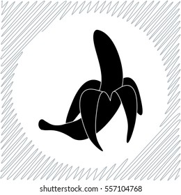 Banana vector icon - black  illustration