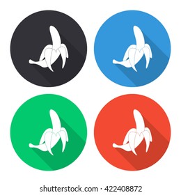 banana vector icon - colored round buttons with long shadow