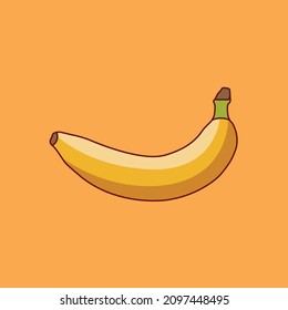 Banana-Vektorsymbol flacher Stil auf orangefarbenem Hintergrund für Web, Landungsseite, Banner, Aufkleber, Anzeigen, Werbung, Flyer