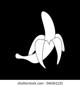 banana vector icon isolated on black
