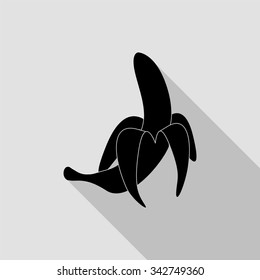 banana vector icon with long shadow
