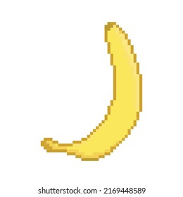 Banana vector icon. Pixel art. 8 bit logo for game. eps10