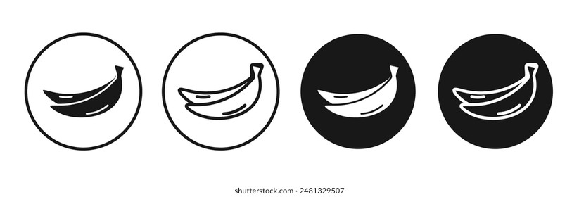 banana vector icon set black filled and outlined style.