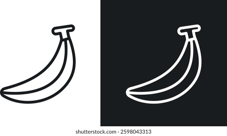 banana vector icon set in black and white color.