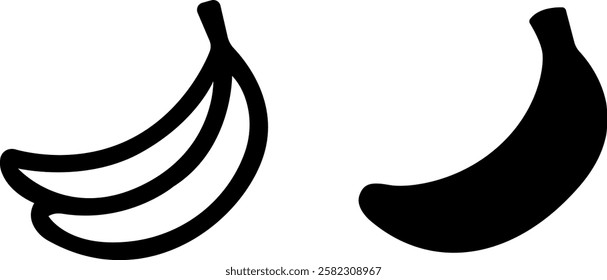 Banana Vector Icon Set – Fresh and Tropical Fruit Designs