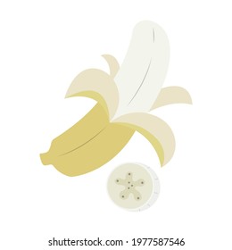 Banana vector illustration cartoon isolated on white background. Cute banana vector. 