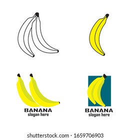 Banana vector illustration. Banana cartoon logo, fruit icon concept white isolated.
