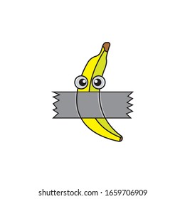 Banana vector illustration. Banana cartoon logo, fruit icon concept white isolated.
