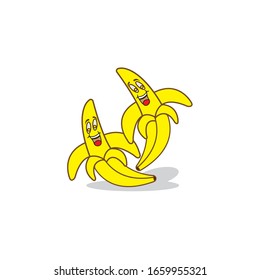 Banana vector illustration. Banana cartoon logo, Banana logo template, fruit icon concept white isolated.
