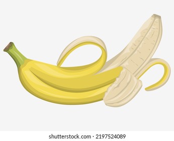 Banana vector illustration in fresh yellow color with a combination of shadows and highlights for design or icon