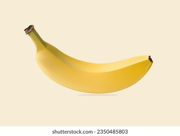 Banana vector, vector illustration of fruit isolated on light yellow background. Banana hand drawn