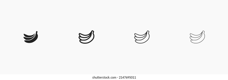 Ilustración vectorial de plátano. Icono de línea de fruta bananera