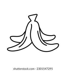 Banana vector illustration hand drawn. Linear drawing banana isolated on white background. Sketch for coloring booking page. Vector illustration