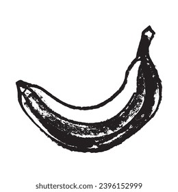 Banana vector illustration with hand-drawn crayon texture. Banana symbol on white background for bananas bread packs, bananas milk package and bananas fruit brand logo template design.