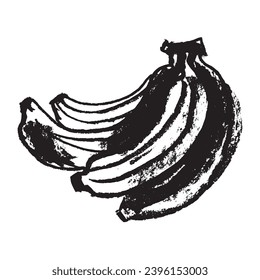 Banana vector illustration with hand-drawn crayon texture. Banana symbol on white background for bananas bread packs, bananas milk package and bananas fruit brand logo template design.