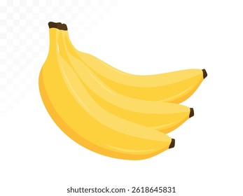 Banana vector illustration on isolated white background. Bunch of two ripe yellow tropical bananas. Perfect for food design, grocery, healthy eating, and tropical fruit concepts