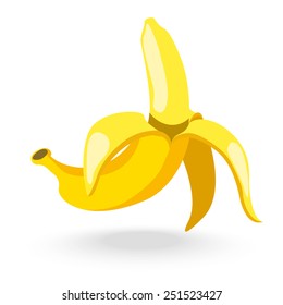 Banana vector illustration on white background with shadow. Isolated.