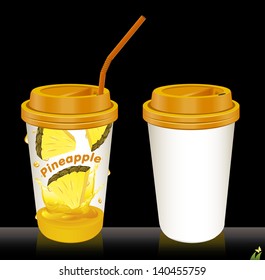 Banana Vector illustration  paper cups with tubes.