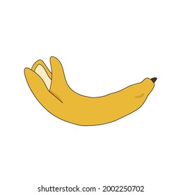 Banana Vector ilustración de procesos de banano pelado diseño de frutas tropicales de color plano vectorial