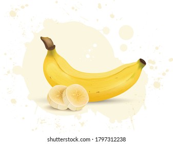 Banana vector illustration with banana slices