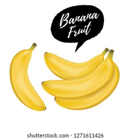 Banana vector illustration. Banana, Sweet fruit, 3d vector - realistic illustration. 