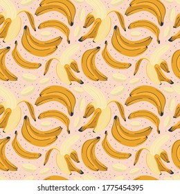 Banana vector illustrations. Seamless pattern background. hand draw cartoon Scandinavian nordic design style for fashion or interior or cover or textile.