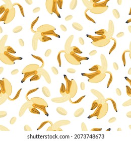 Banana vector illustrations. Seamless pattern background. hand draw cartoon Scandinavian nordic design style for fashion or interior or cover or textile.