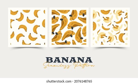Banana vector illustrations. Seamless pattern background. hand draw cartoon Scandinavian nordic design style for fashion or interior or cover or textile.