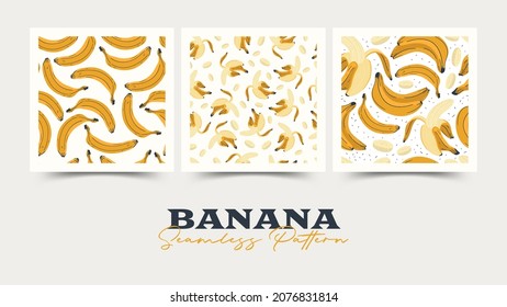 Banana vector illustrations. Seamless pattern background. hand draw cartoon Scandinavian nordic design style for fashion or interior or cover or textile.