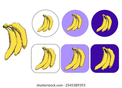 Logotipo gráfico de Imagen de Vector de plátano. Una mano de plátano, ilustración de plátanos, Imagen de frutas tropicales.
