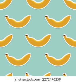 Banana vector image, pattern, textile, bright background. exotic fruit