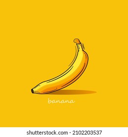 Vector de plátano, aislado en fondo amarillo. ilustración de fruto