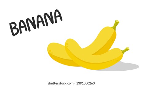 Banana vector. Banana on white background. free space for text. copy space.