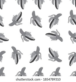 vector bananero repite patrón sin foco en colores blanco y negro. Ideal para tejidos, embalajes, papel pintado, invitaciones.