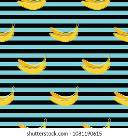 Banana vector seamless pattern. Cartoon fruit stylish texture. 