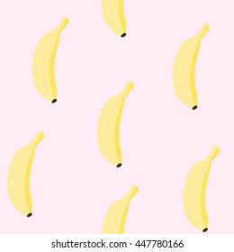 banana vector seamless pattern on pink background