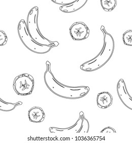 Banana vector seamless pattern. Tropical pattern with fresh banana.