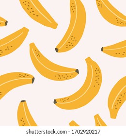 Banana vector seamless pattern. Tropical fruit flat repeat background