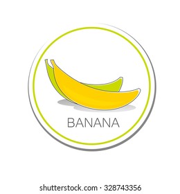 Banana. Vector sign of fruit. Label. The idea for the packaging or sticker.