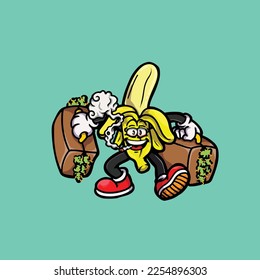 caricatura de nug weed vectorial de banana ahumado