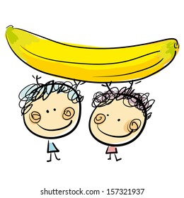 banana vector vegan child kids with banana banana vector vegan child classic parts nature kid natural food earth leaf dining sign baby healthy scenery green eating youth vintage son feeding classical
