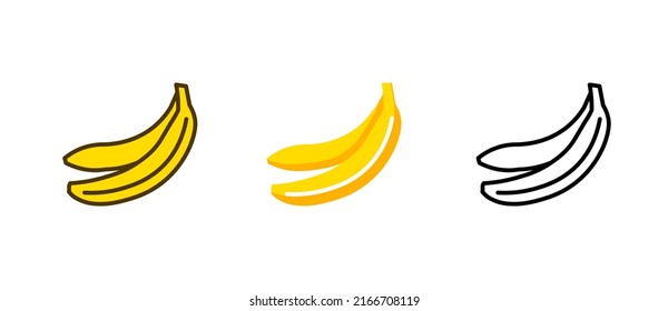 Banana vector web symbol design. Vector banana bunch line flat isolated icon. Yellow cartoon food logo symbol