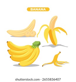 Vetor de banana. Amarelo maduro e doce, isolado em fundo branco