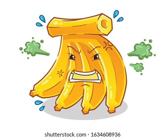banana very angry cartoon. cute cartoon mascot vector