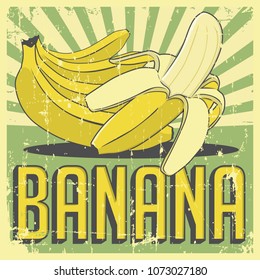 Banana Vintage Retro Signage Vector